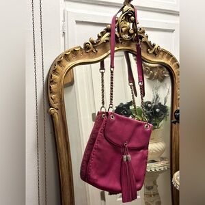 Tumi Magenta Leather Crossbody Shoulder Bag